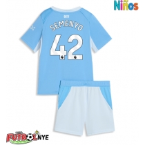 Camiseta Manchester City Antoine Semenyo #42 Primera Equipación para niños 2026-27 manga corta (+ pantalones cortos)